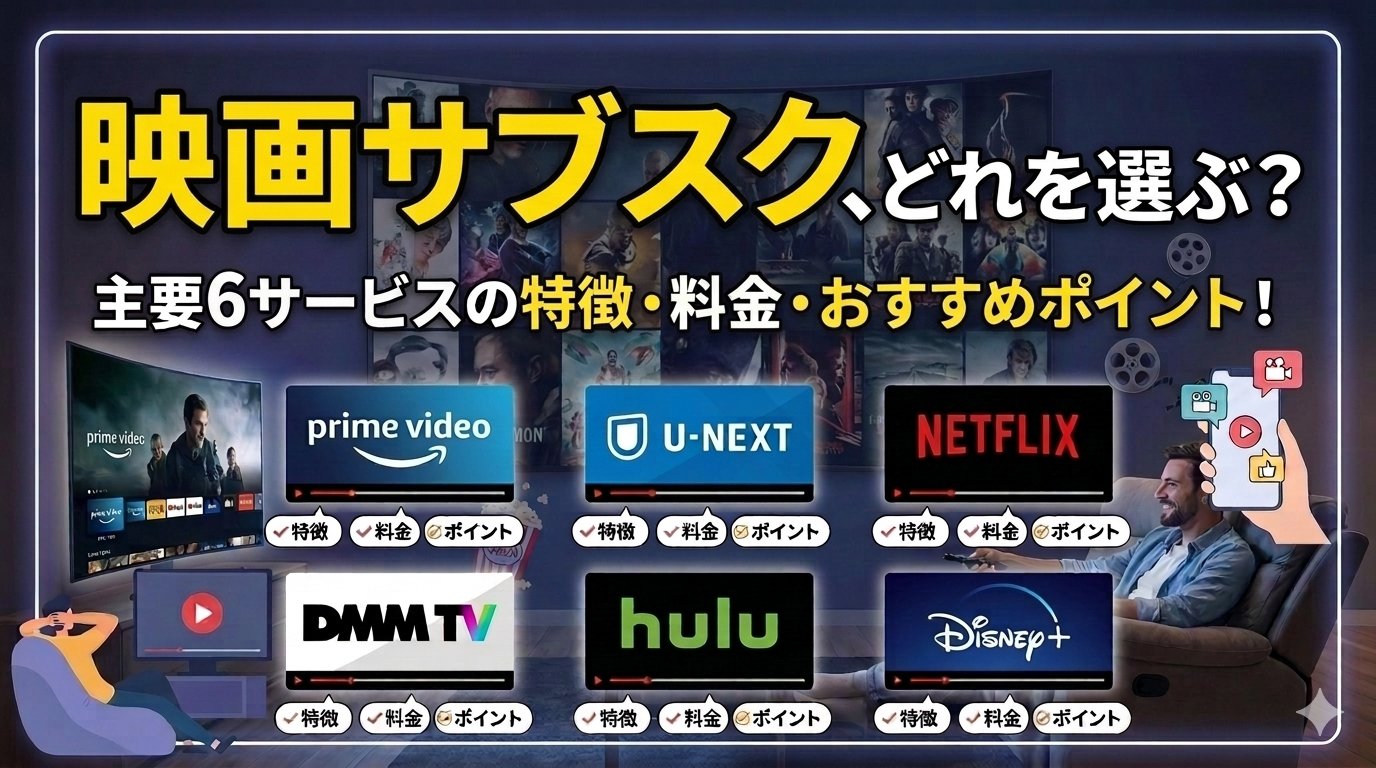 映画サブスク、どれを選ぶ？主要6サービスの特徴・料金・おすすめポイントまとめ！